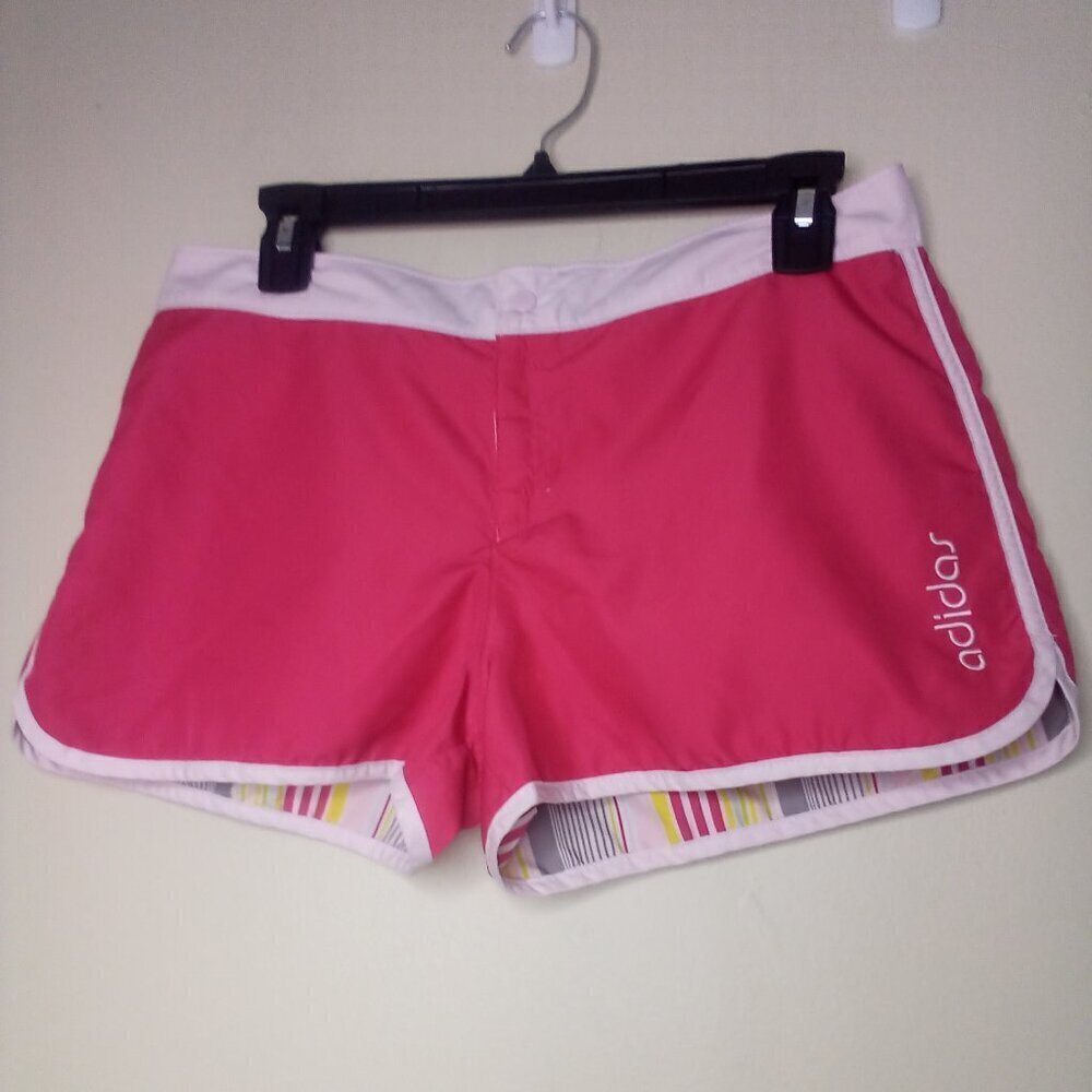 Adidas Shorts Women M ? Running Active Athletic Snap Hook Loop Pink